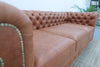 3 Seater Chesterfield Leather Sofa Side view