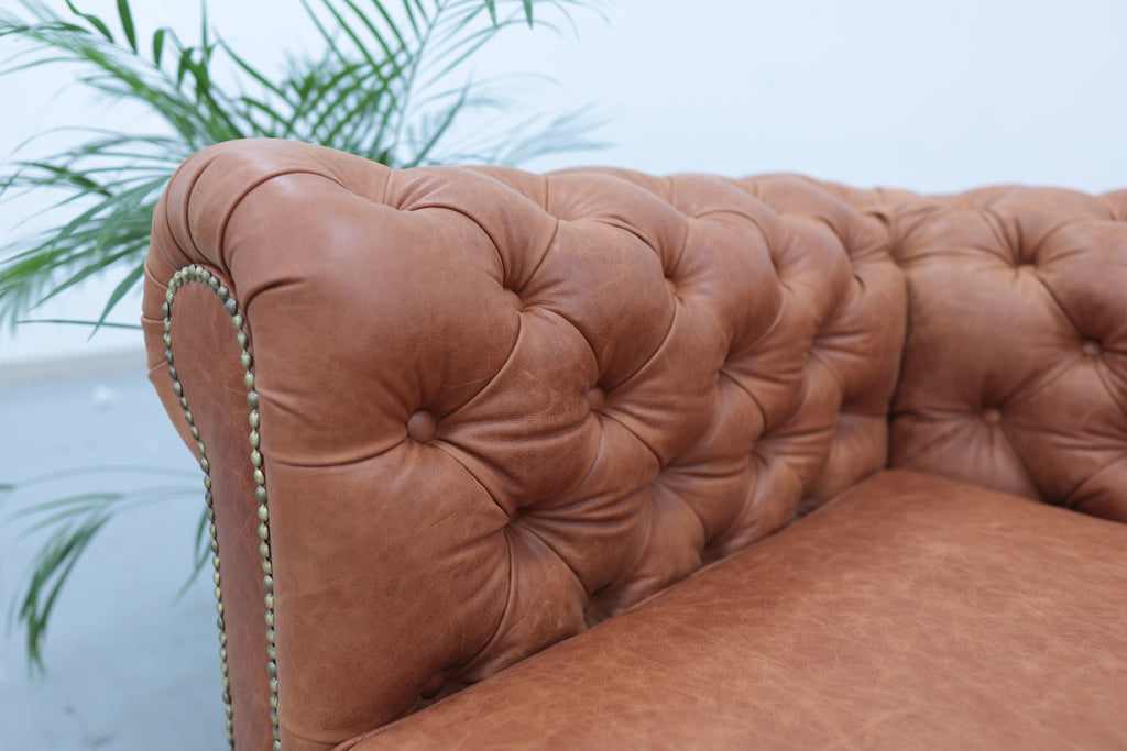 3 Seater Chesterfield Leather Sofa Side view