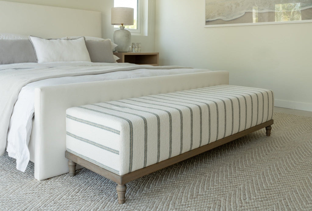 Aged Grey Oak Upholstered Bench