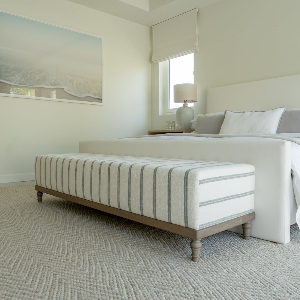 Aged Grey Oak Upholstered Bench