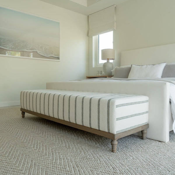 Aged Grey Oak Upholstered Bench