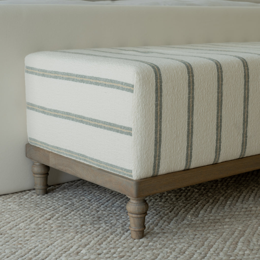 Aged Grey Oak Upholstered Bench