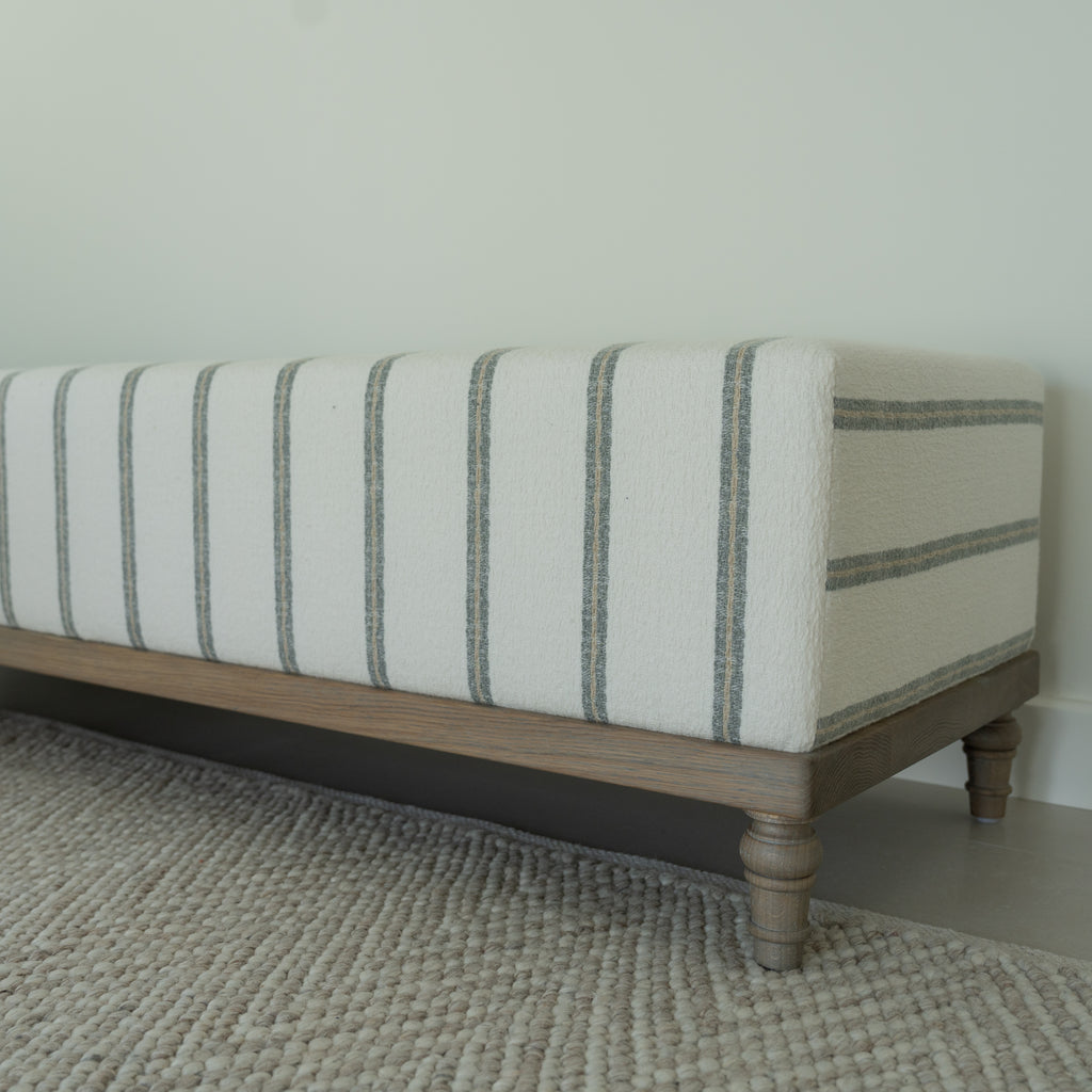 Aged Grey Oak Upholstered Bench