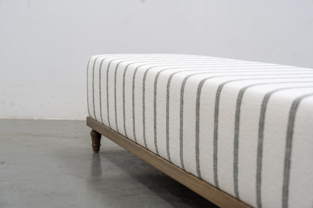 Aged Grey Oak Upholstered Bench