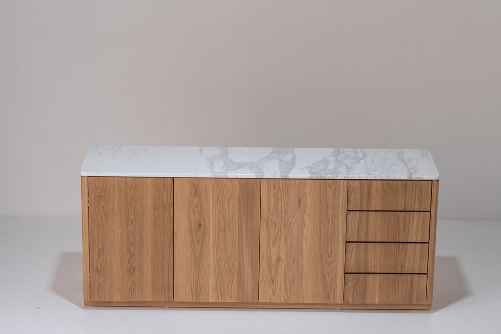 Alder Oak Wine Cabinet Front Perspective View 5