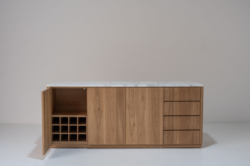 Alder Oak Wine Cabinet Internal Front Perspective View 2