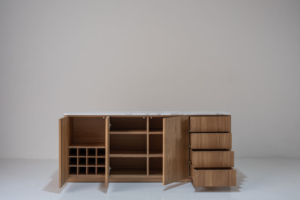 Alder Oak Wine Cabinet Internal Front Perspective View 5