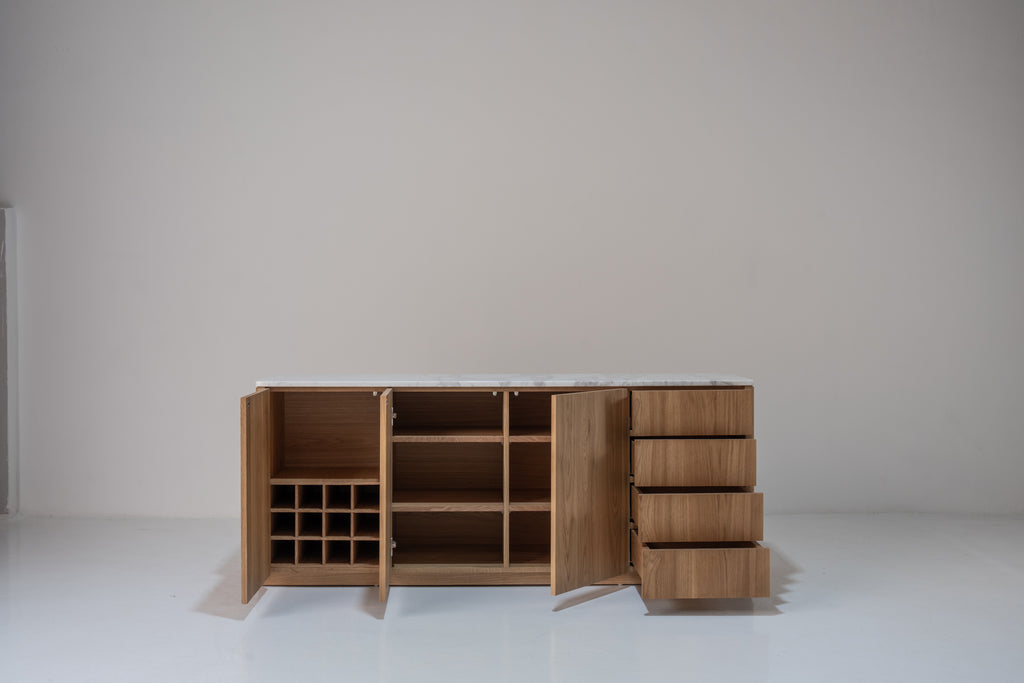 Alder Oak Wine Cabinet Internal Front Perspective View 6