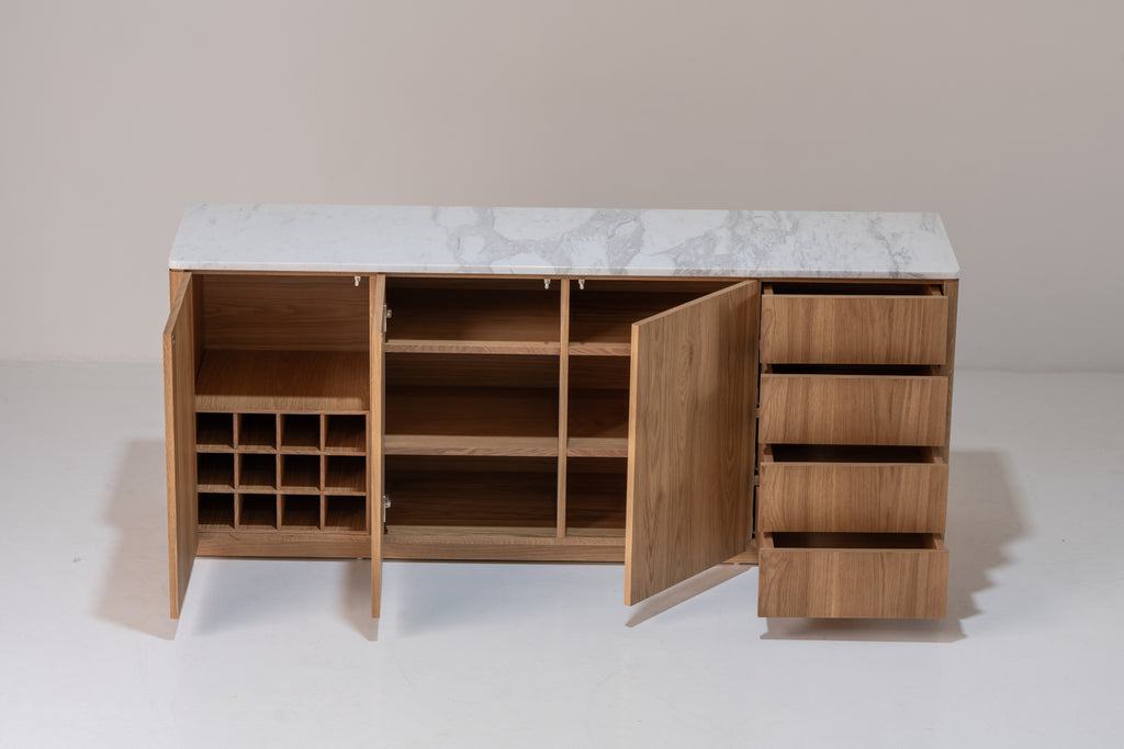 Alder Oak Wine Cabinet Internal Front Perspective View 7