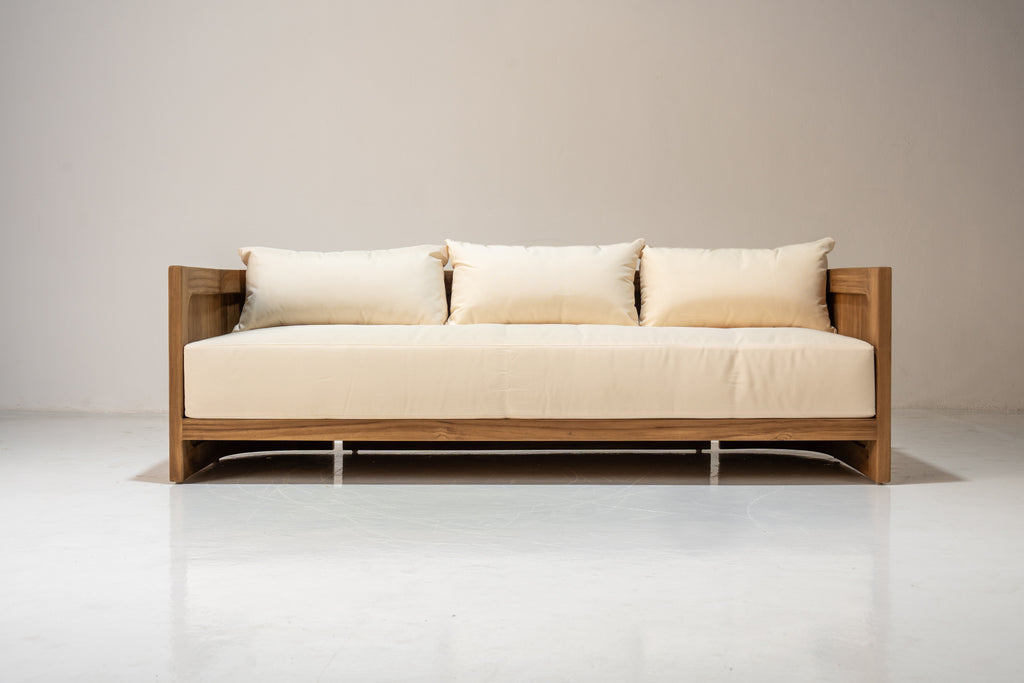 Algarve Teak 3 Seater Sofa Front View 1