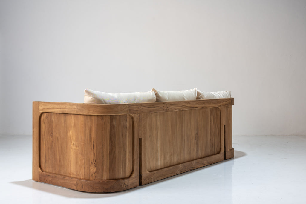 Algarve Teak 3 Seater Sofa Perspective View 10