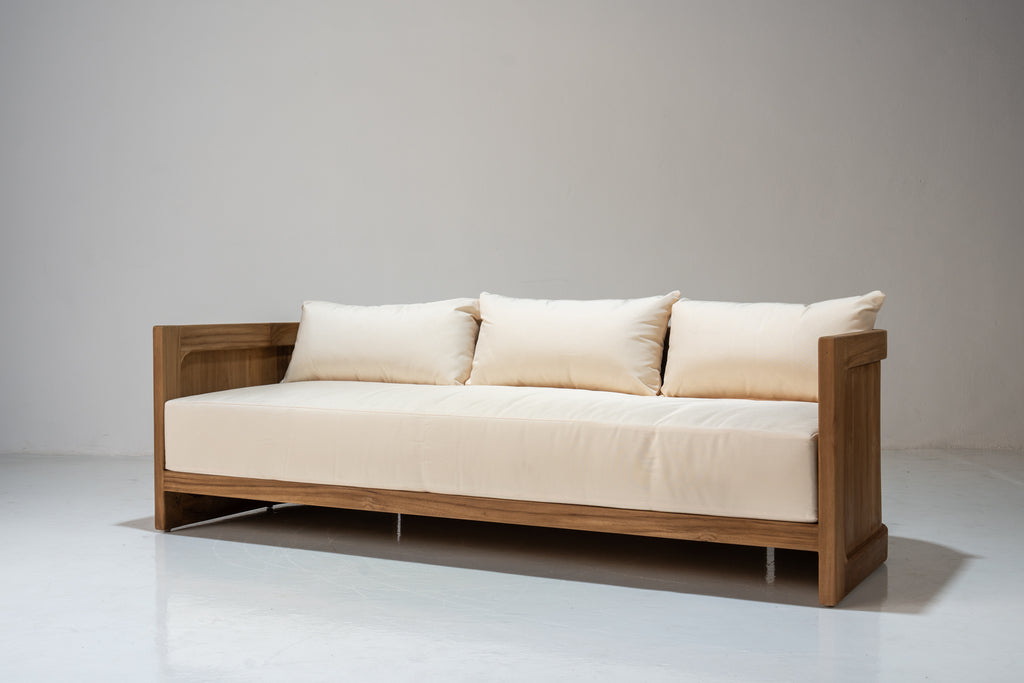 Algarve Teak 3 Seater Sofa Perspective View 2