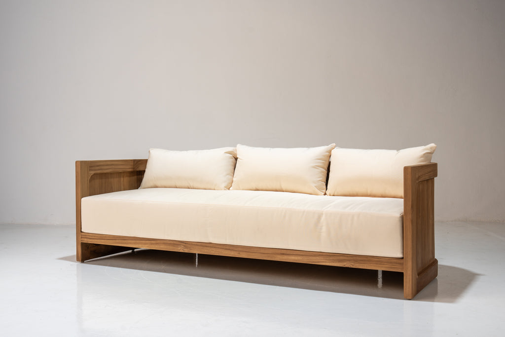 Algarve Teak 3 Seater Sofa Perspective View 3