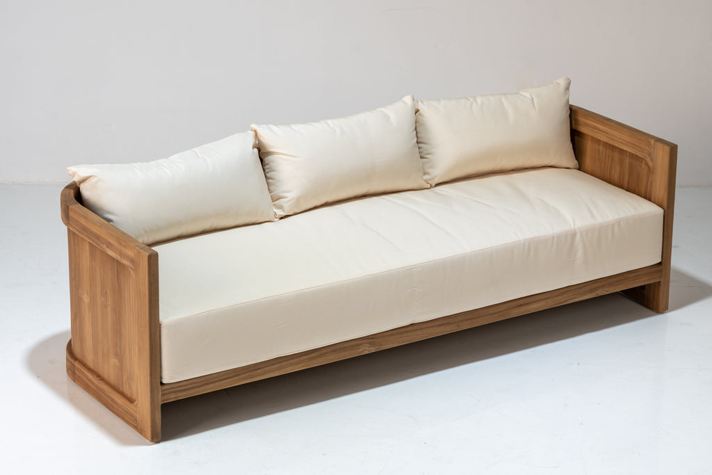 Algarve Teak 3 Seater Sofa Perspective View 5