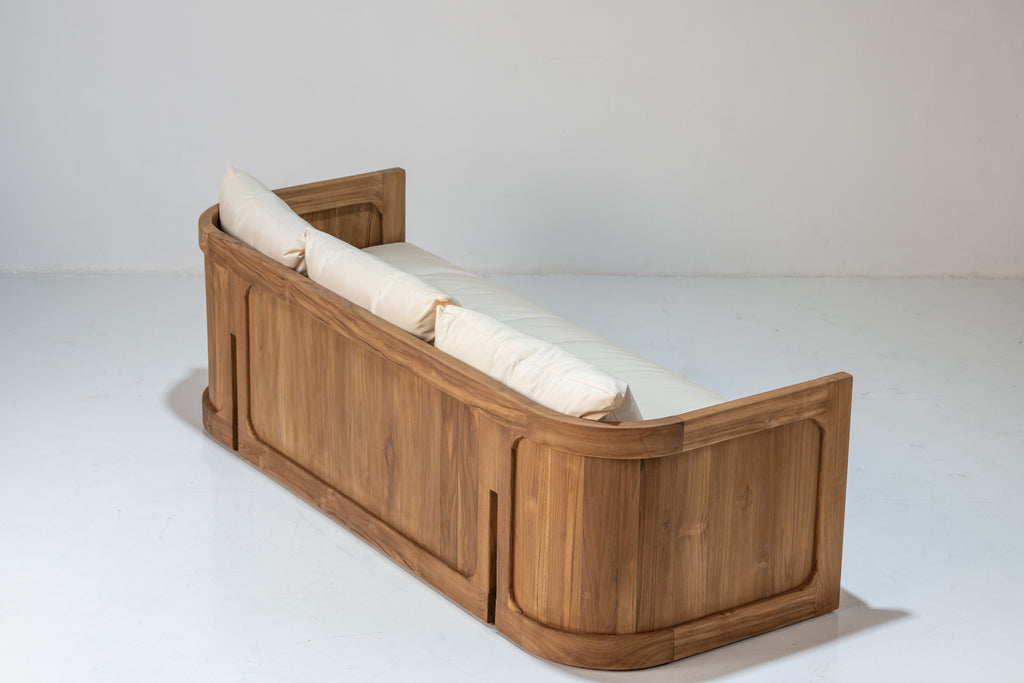 Algarve Teak 3 Seater Sofa Perspective View 6