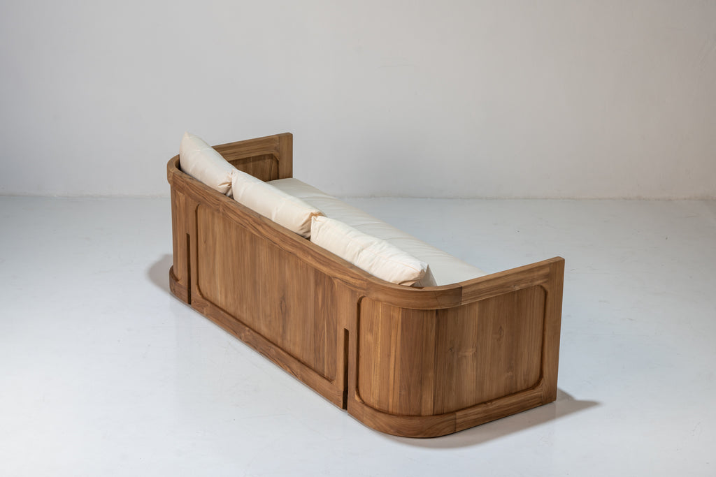 Algarve Teak 3 Seater Sofa Perspective View 7