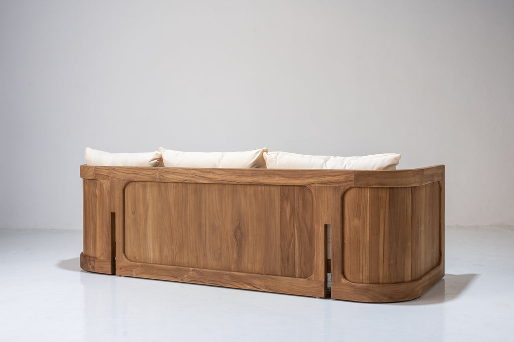 Algarve Teak 3 Seater Sofa Perspective View 9