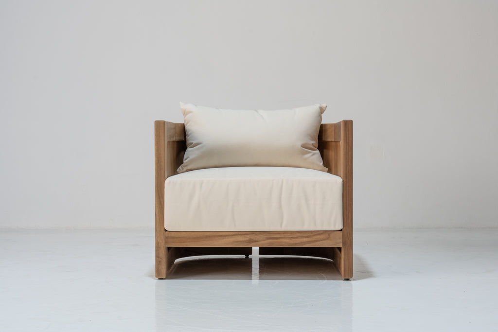 Algarve Teak Single Seater Sofa Front View 1