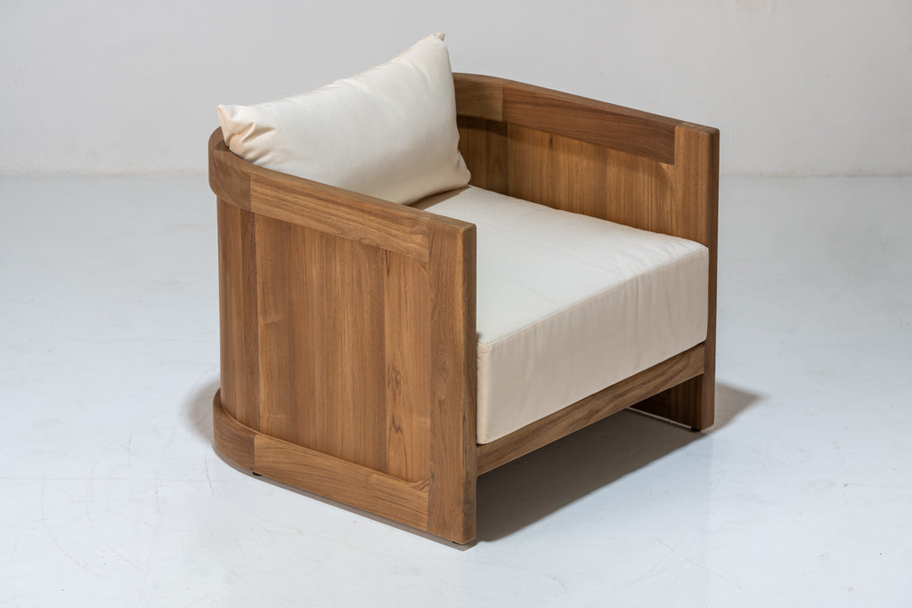 Algarve Teak Single Seater Sofa Front View 6