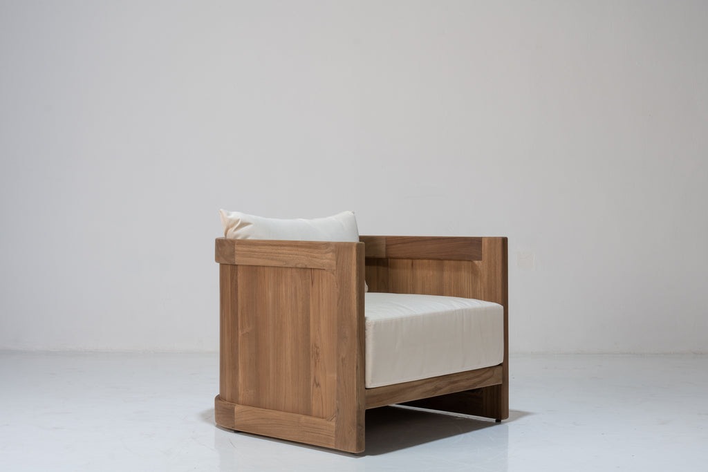 Algarve Teak Single Seater Sofa Perspective View 2