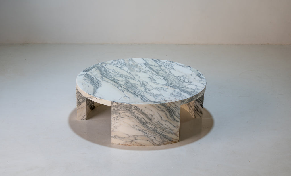Arc Marble Coffee Table Perspective Detailed Top Texture View 1