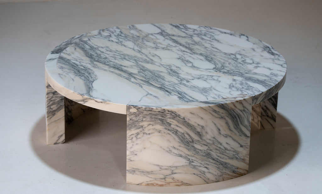 Arc Marble Coffee Table Perspective Detailed Top Texture View 2