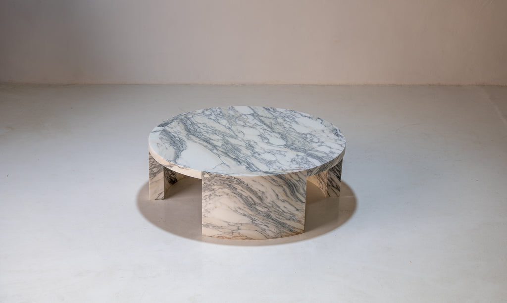 Arc Marble Coffee Table Perspective Detailed Top Texture View 3