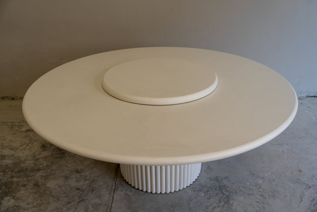 Arcus MicroCement Lazy Susan Dining Table Perspective View 1