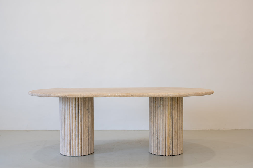 Arezzo Travertine Dining Table Front View 1