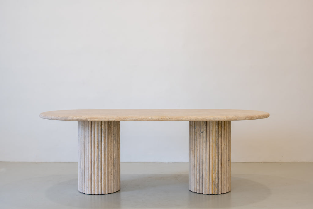Arezzo Travertine Dining Table Front View 2