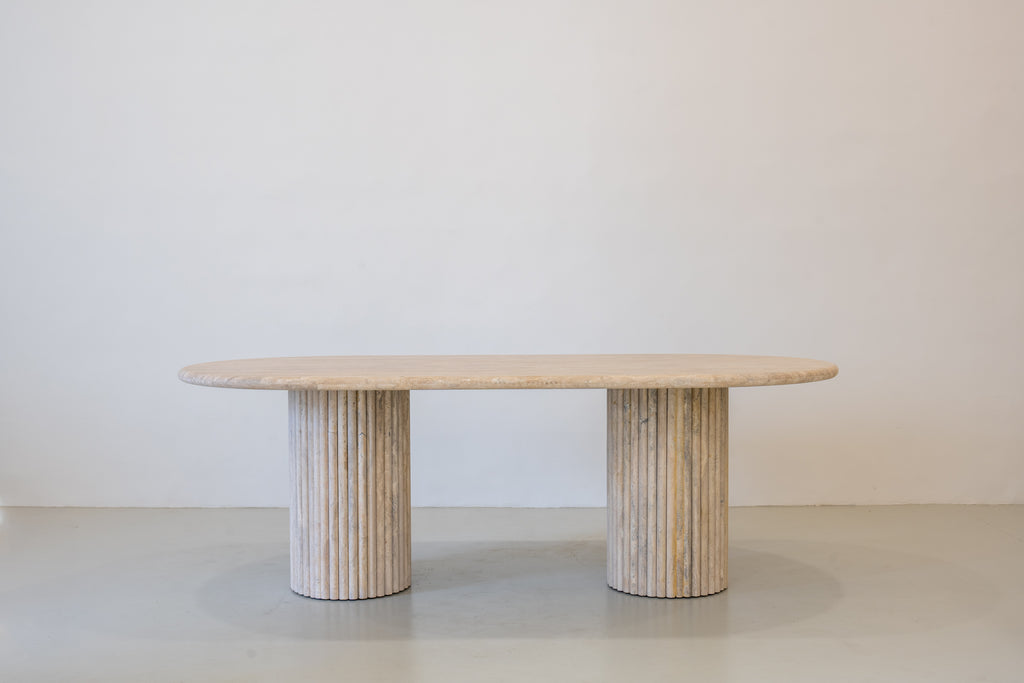 Arezzo Travertine Dining Table Front View 3