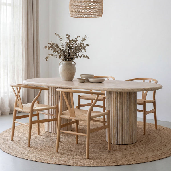 Arezzo Travertine Dining Table Indoor View 1