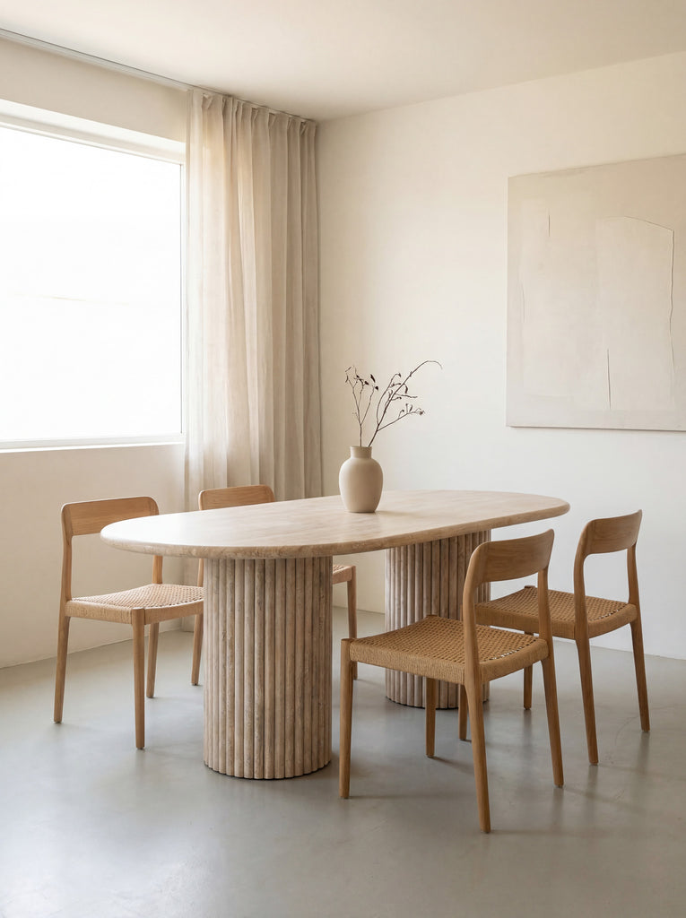 Arezzo Travertine Dining Table Indoor View 2
