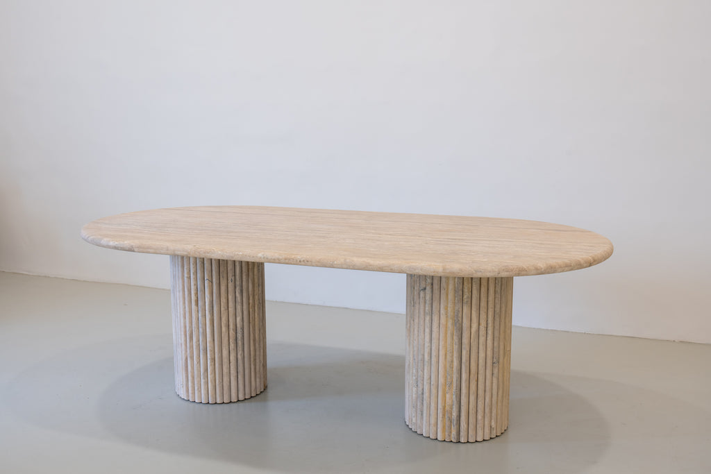 Arezzo Travertine Dining Table Perspective View 1