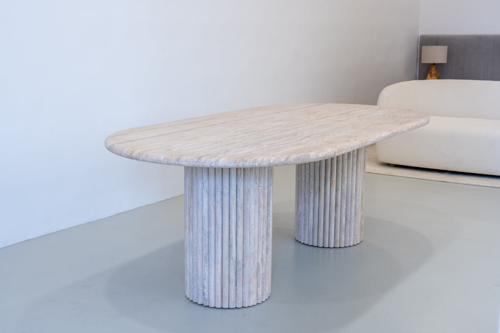 Arezzo Travertine Dining Table Perspective View 2