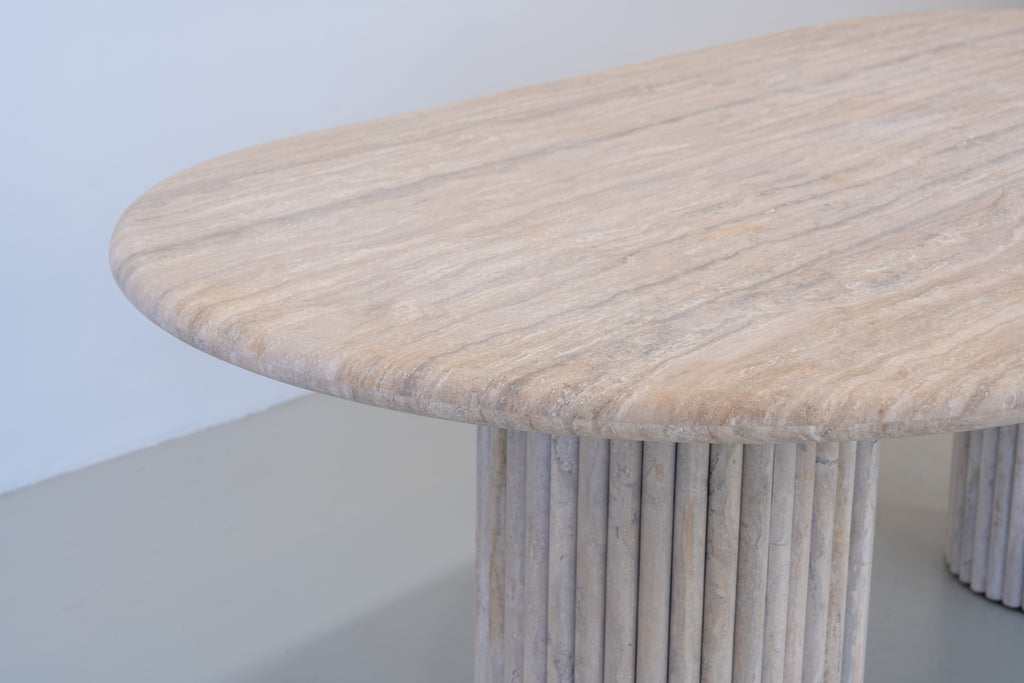 Arezzo Travertine Dining Table Perspective View 3