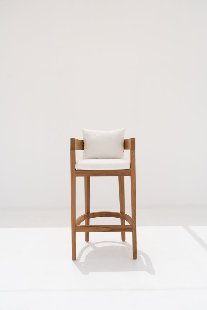 Aria Teak Bar Chair Front view