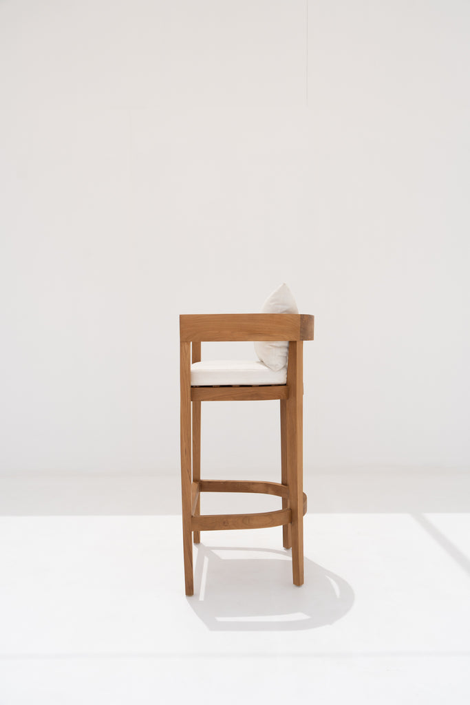 Aria Teak Bar Chair Side view
