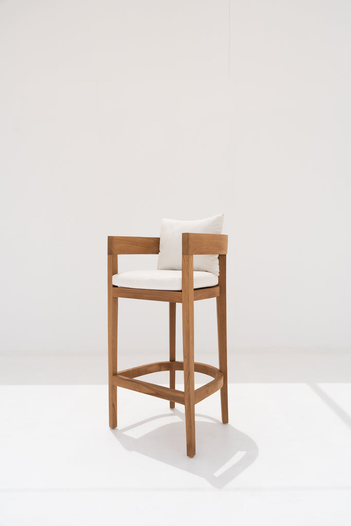 Aria Teak Bar Chair Side view