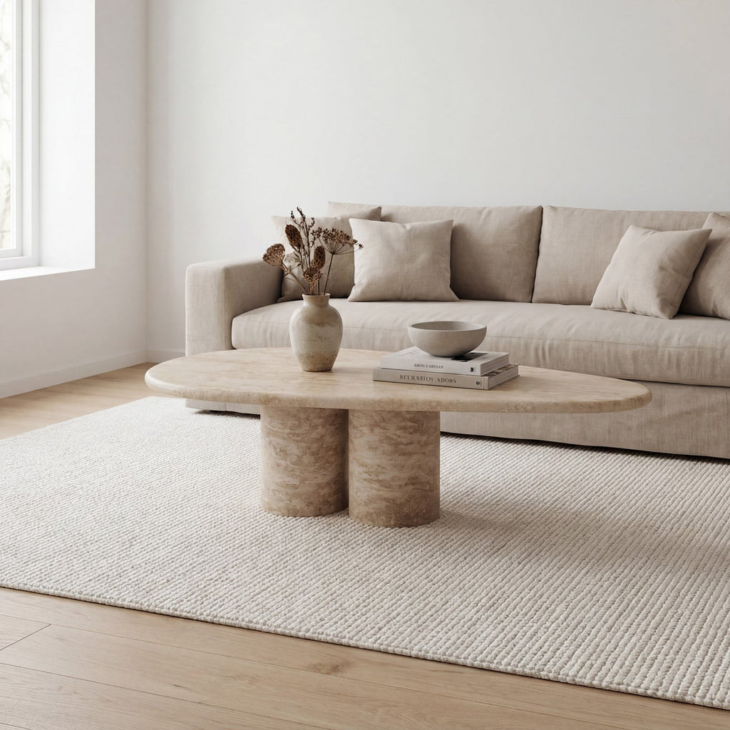 Arles Travertine Coffee Table Dubai Indoor Perspective View 1