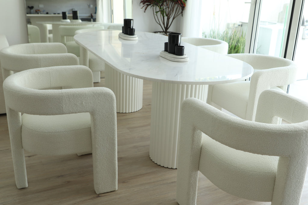 Aspen Boucle Dining Chair Customer Home