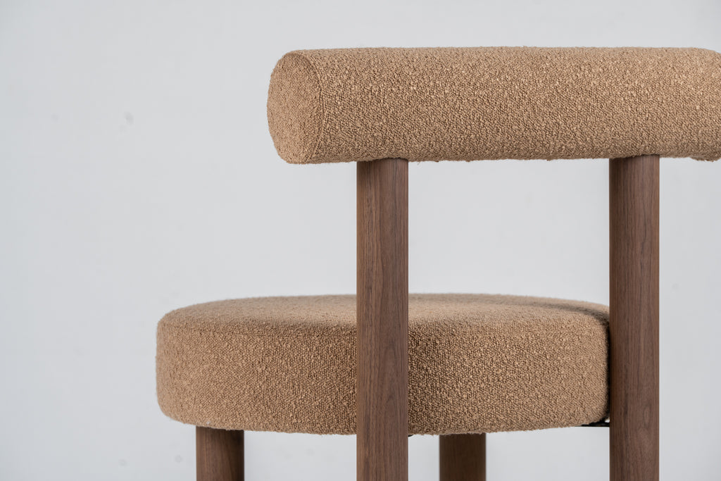 Aurelian Walnut Bouclé Bar Chair Detailed Fabric View 5
