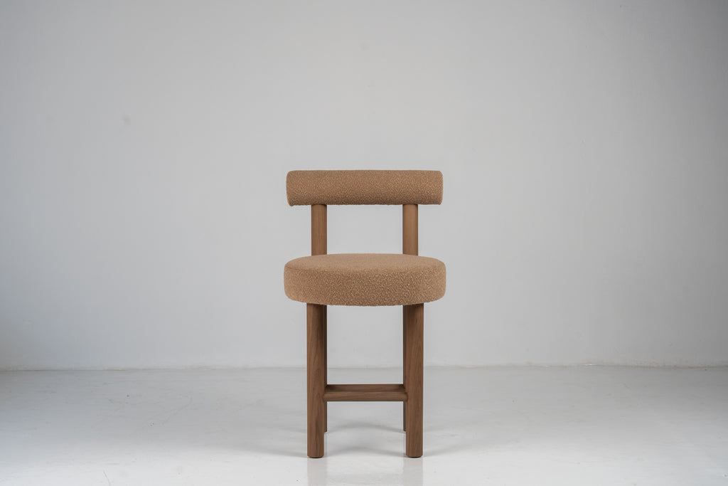 Aurelian Walnut Bouclé Bar Chair Front View 1