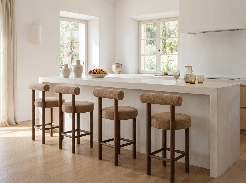 Aurelian Walnut Bouclé Bar Chair Indoor View 4