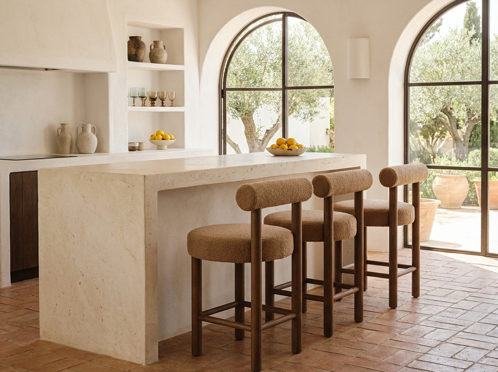 Aurelian Walnut Bouclé Bar Chair Indoor View 5