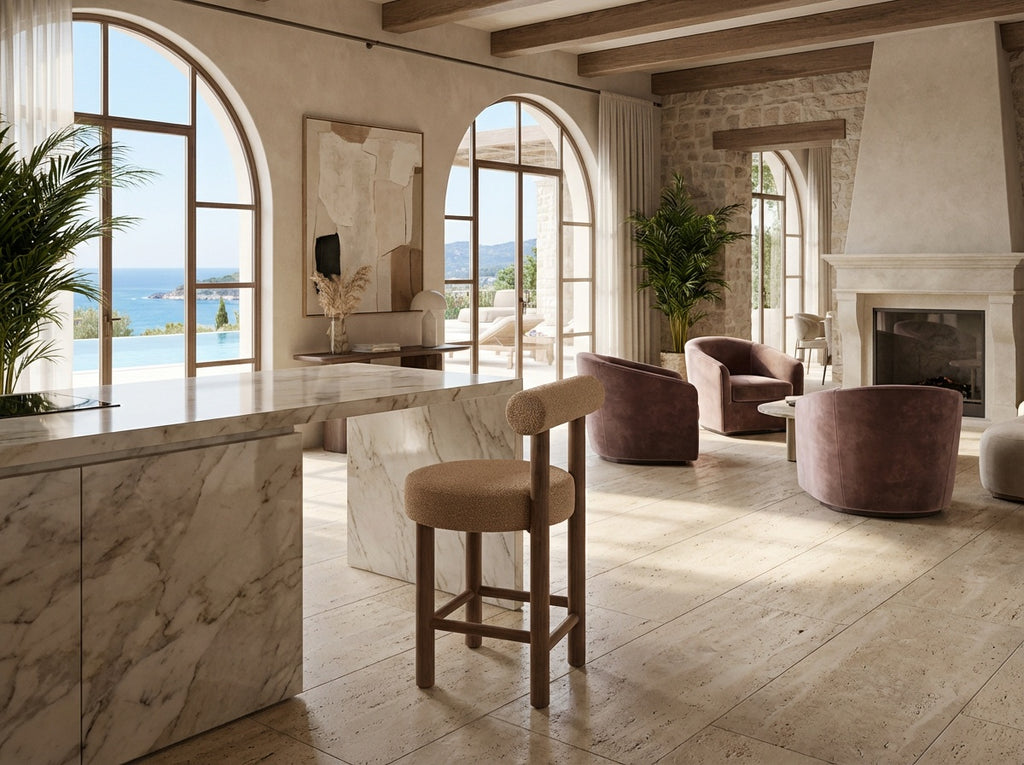 Aurelian Walnut Bouclé Bar Chair Indoor View 6