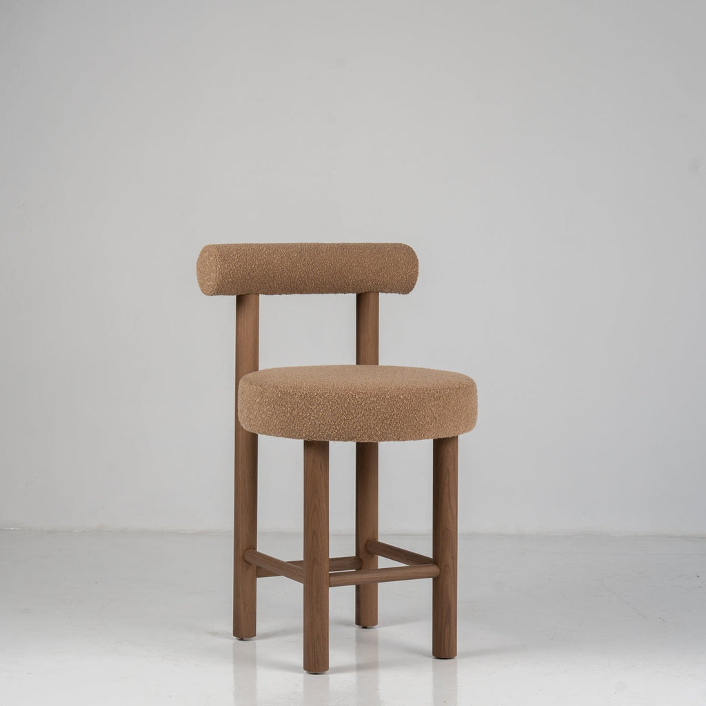 Aurelian Walnut Bouclé Bar Chair Perspective View 1