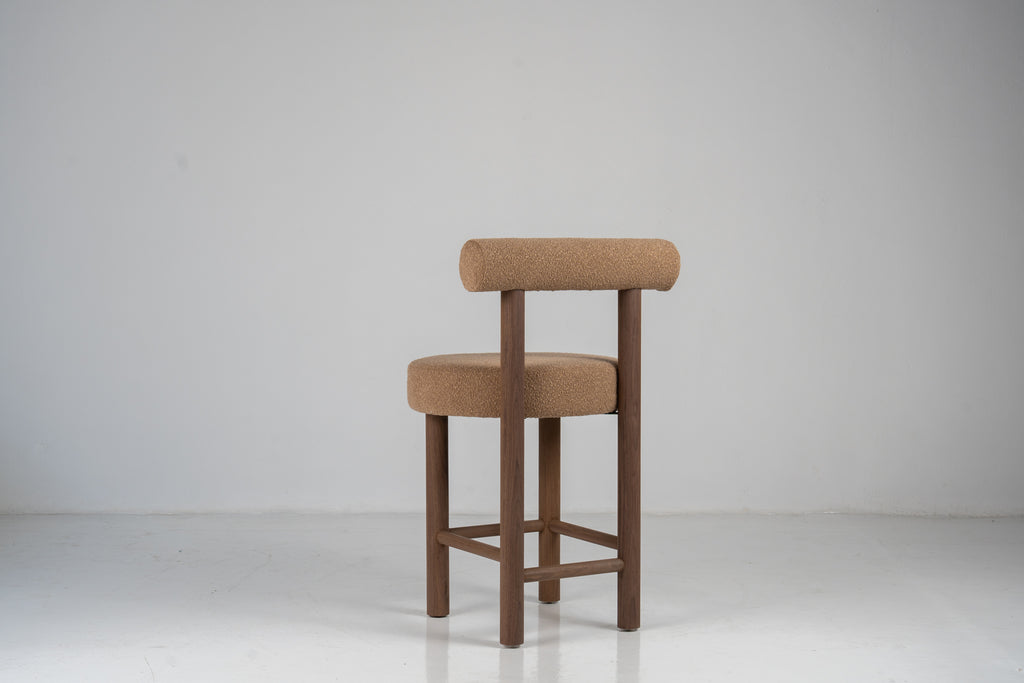 Aurelian Walnut Bouclé Bar Chair Perspective View 4