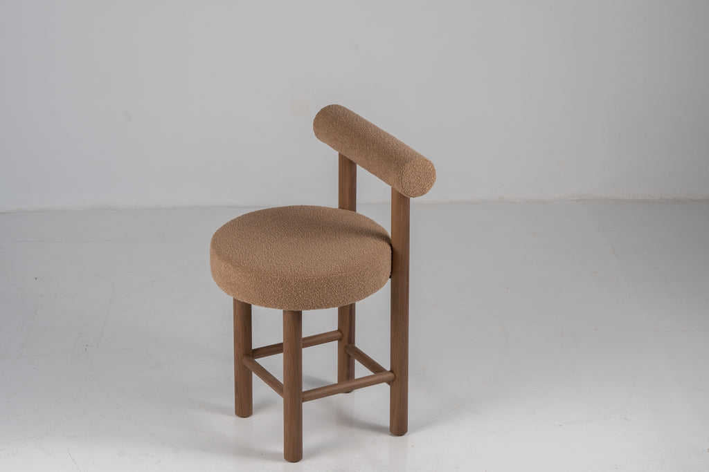 Aurelian Walnut Bouclé Bar Chair Perspective View 6