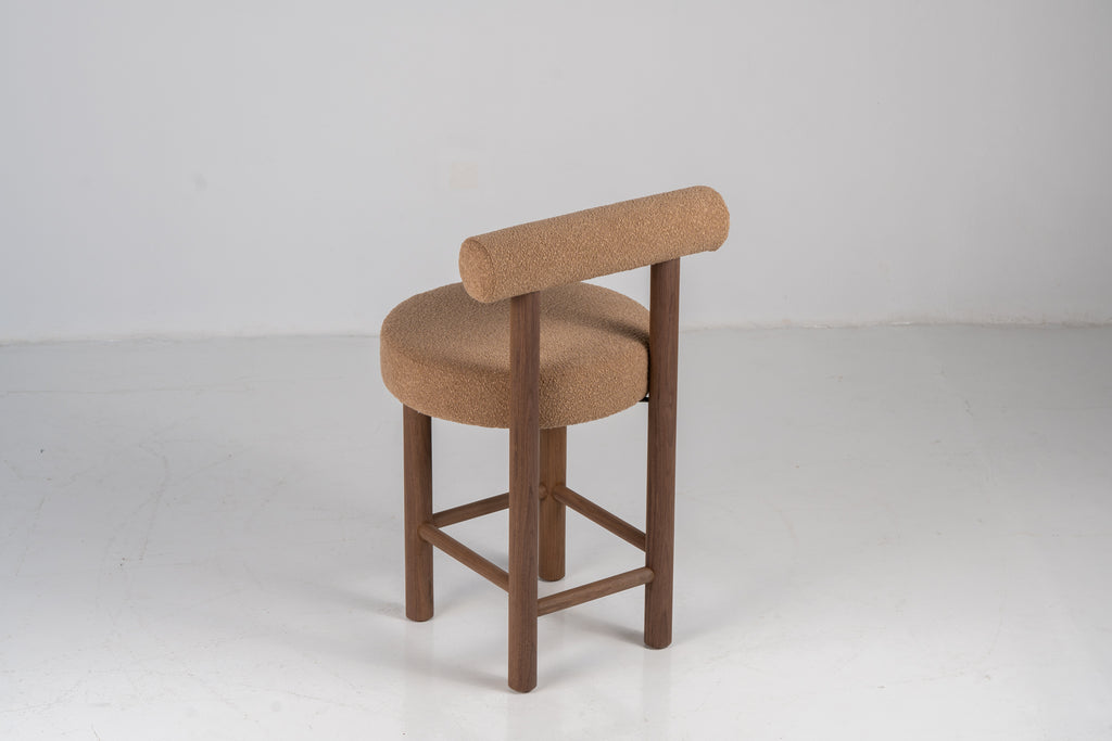 Aurelian Walnut Bouclé Bar Chair Perspective View 7
